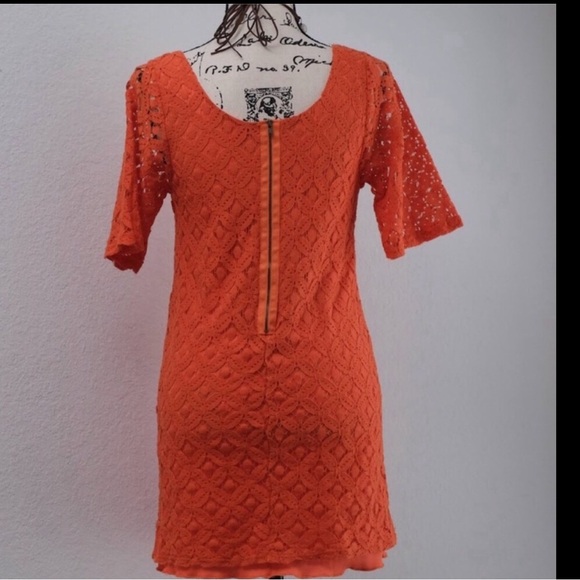 NWOT Francesca's Collections Orange Lace Mini Dress Boho Cottagecore coquette - Picture 4 of 8